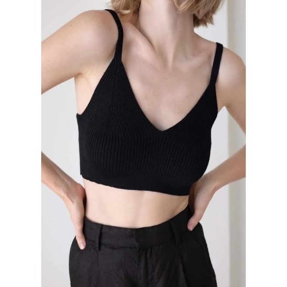 LAUDE the Label Knit Tank Crop Top Bralette L Alpaca Ribbed Soft Quiet Luxury